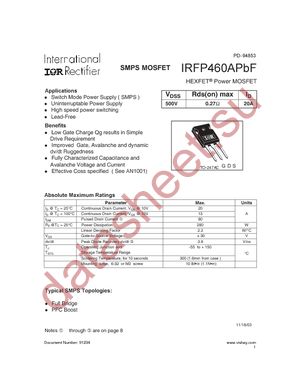 IRFP460APBF datasheet  